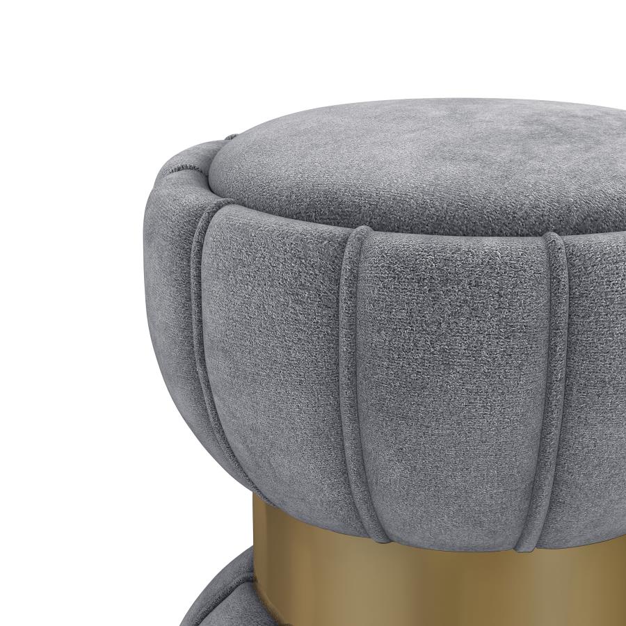 (image for) Sora Round Upholstered Ottoman Grey