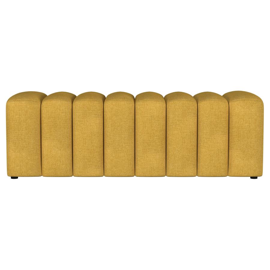 (image for) Summer Fabric Upholstered Tufted Accent Bench Mustard Yellow