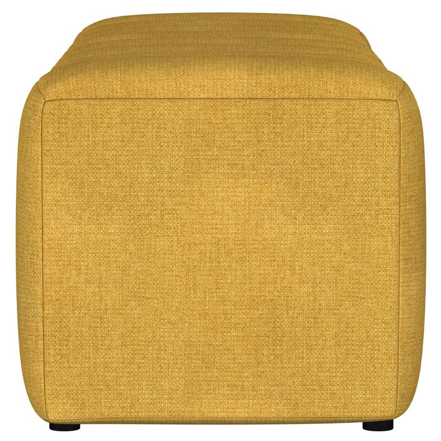 (image for) Summer Fabric Upholstered Tufted Accent Bench Mustard Yellow