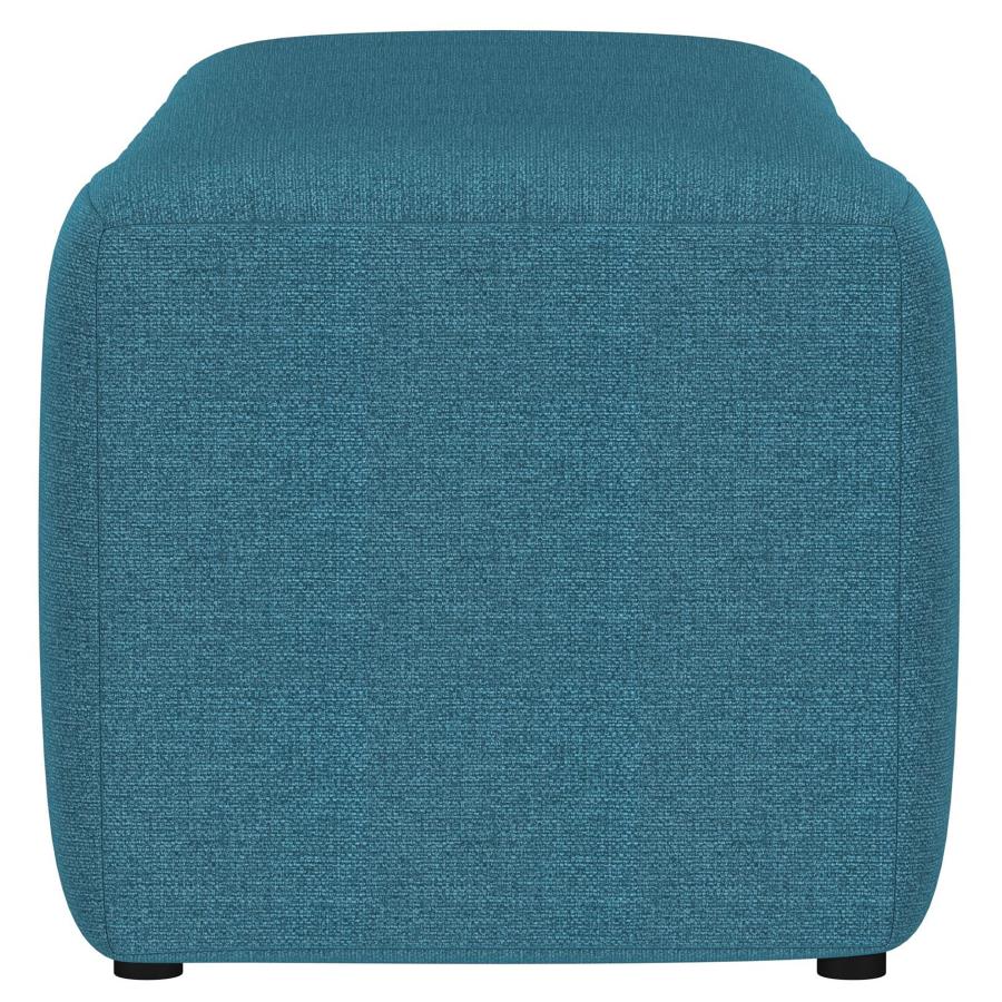 (image for) Summer Fabric Upholstered Tufted Accent Bench Peacock Blue