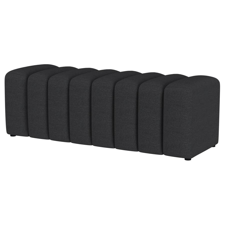 (image for) Summer Fabric Upholstered Tufted Accent Bench Charcoal