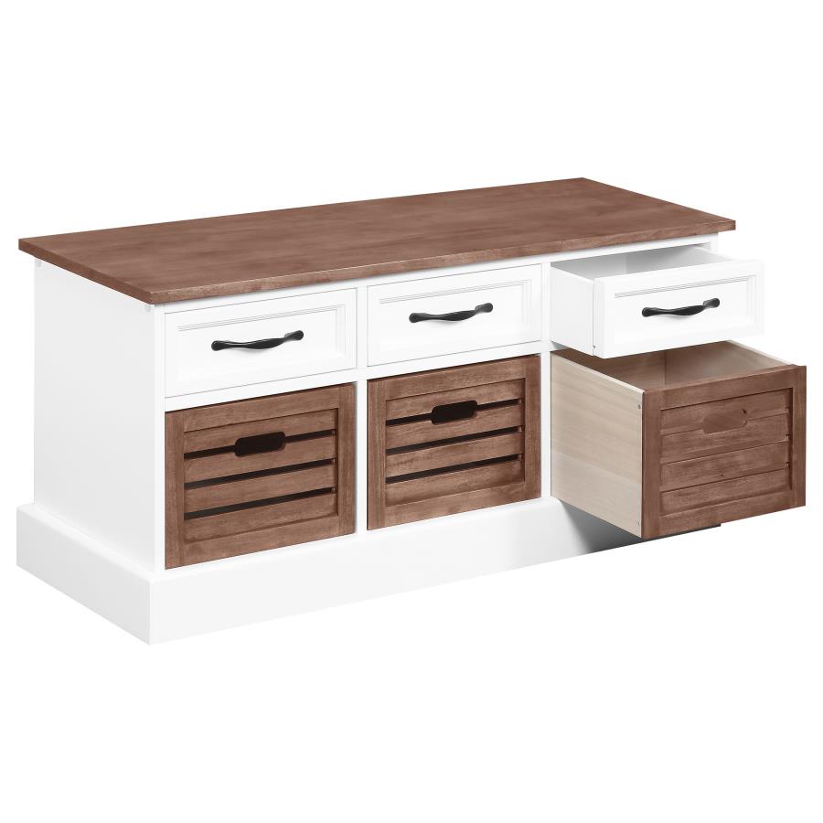 (image for) Alma 3-drawer Storage Bench Weathered Brown and White