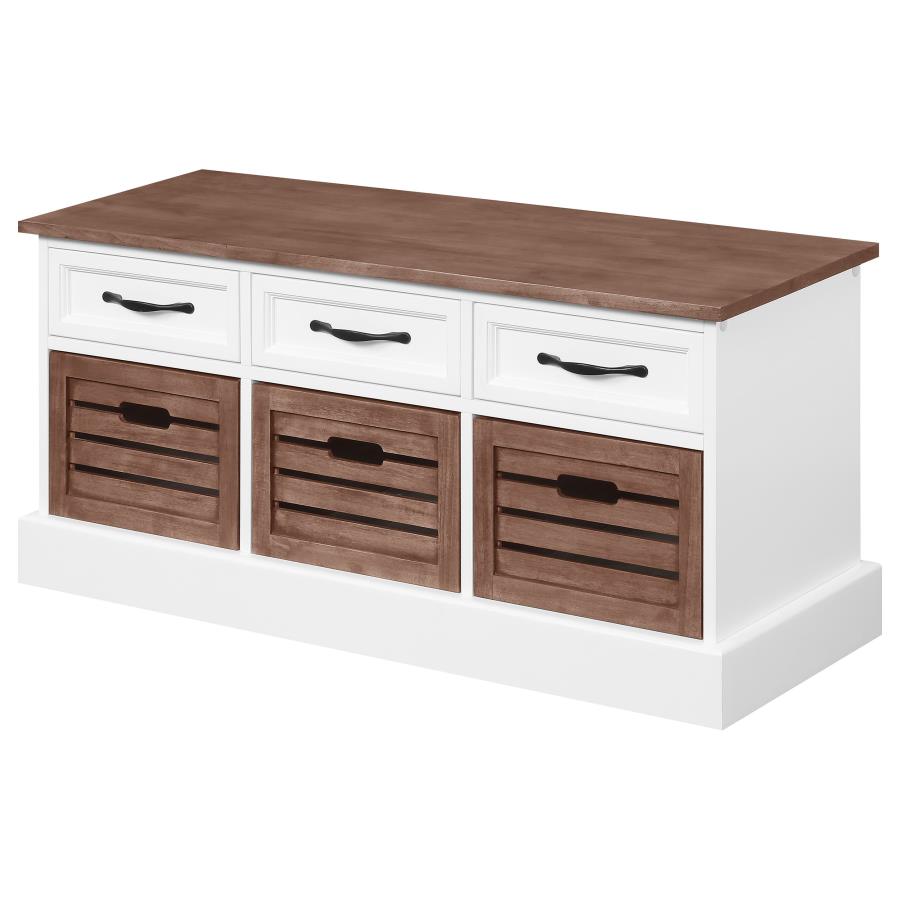 (image for) Alma 3-drawer Storage Bench Weathered Brown and White