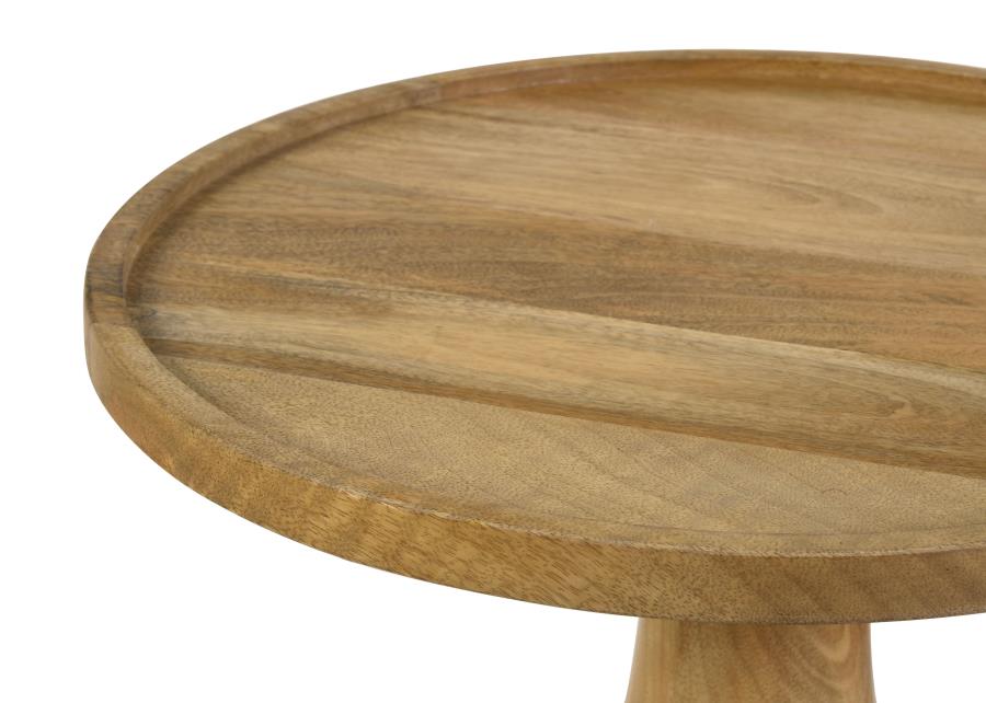 (image for) Ixia Round Solid Mango Wood Accent Side Table Natural