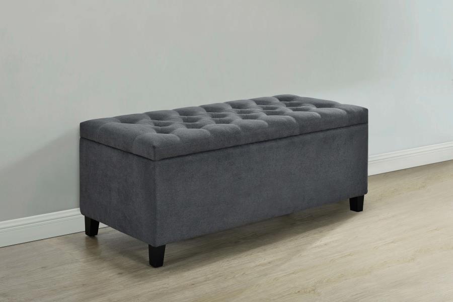 (image for) Samir Fabric Upholstered Tufted Storage Bench Charcoal