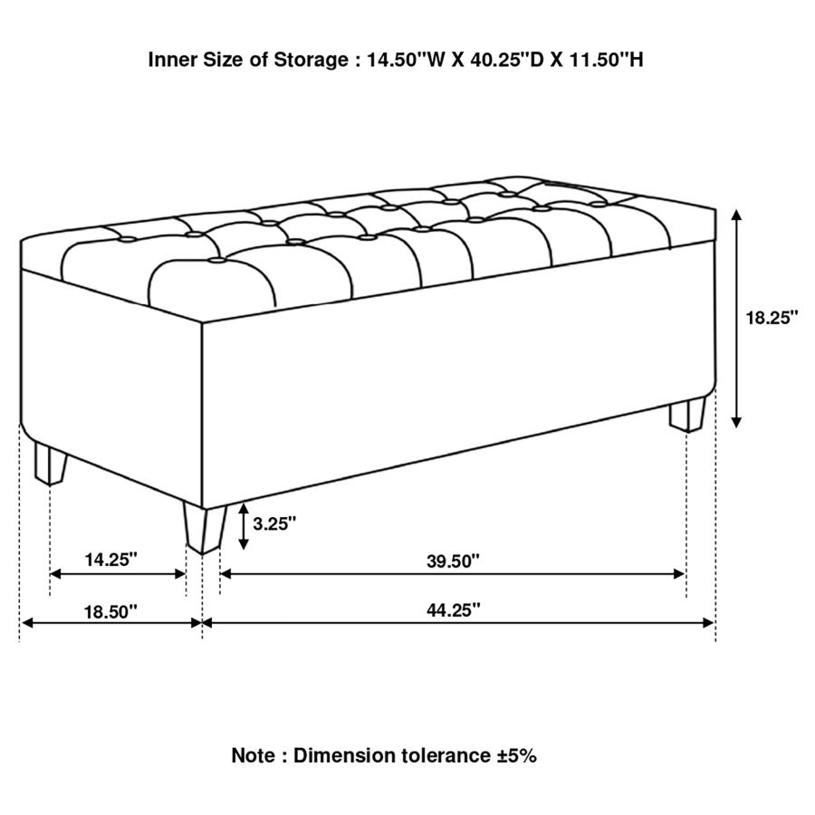 (image for) Samir Fabric Upholstered Tufted Storage Bench Charcoal