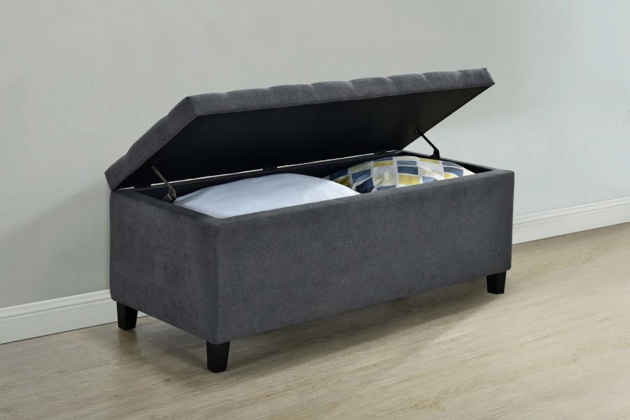 (image for) Samir Fabric Upholstered Tufted Storage Bench Charcoal