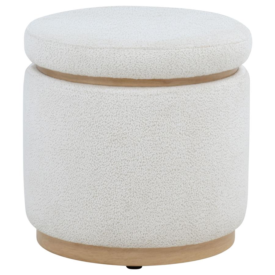 (image for) Remuda Boucle Upholstered Round Storage Ottoman Ivory