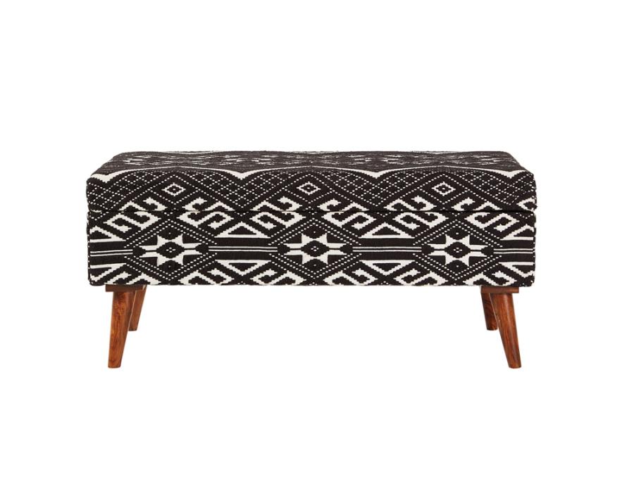 (image for) Cababi Tribal Fabric Upholstered Accent Storage Bench Black