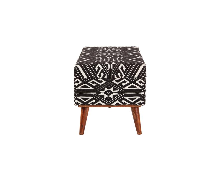 (image for) Cababi Tribal Fabric Upholstered Accent Storage Bench Black