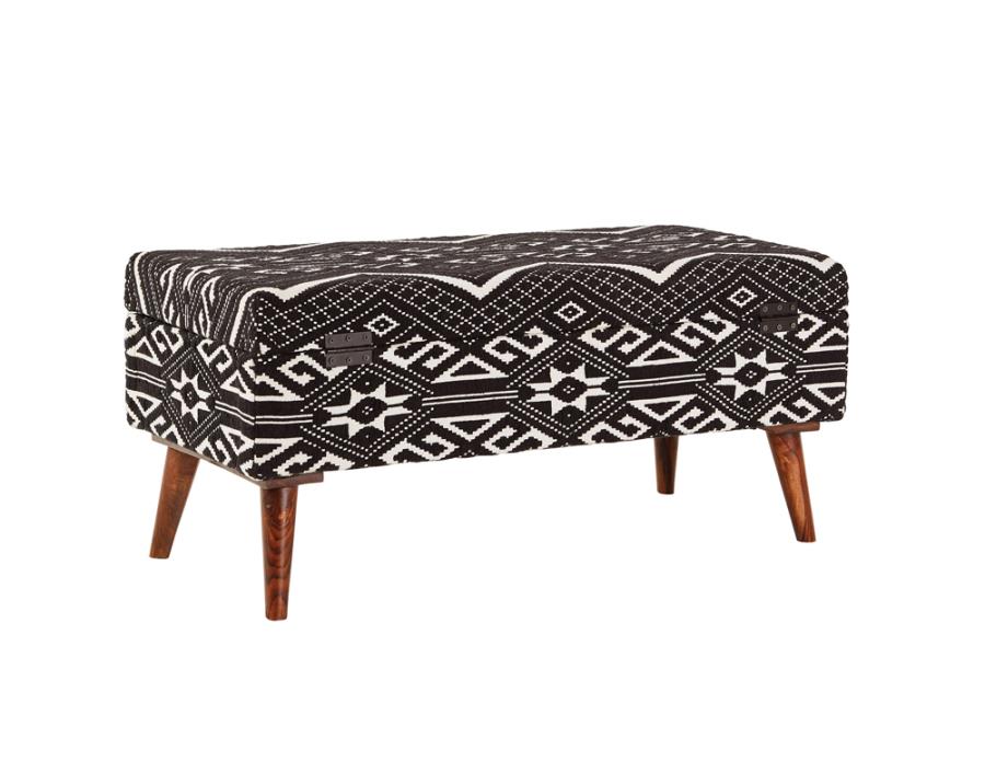 (image for) Cababi Tribal Fabric Upholstered Accent Storage Bench Black