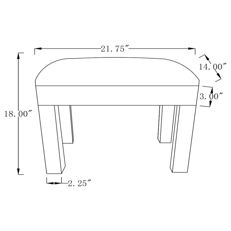 (image for) Roxie Rectangular Upholstered Vanity Stool White and Mirror