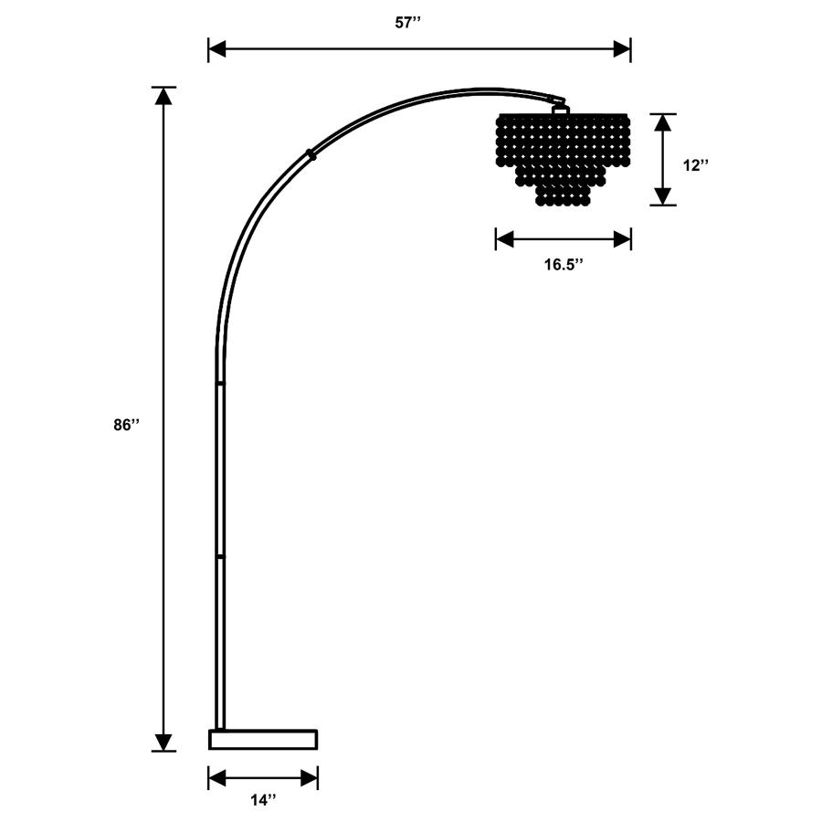 (image for) Shirley 86-inch Hanging Crystal Arc Metal Floor Lamp Chrome