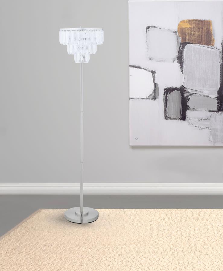 Anya 61-inch Hanging Crystal Metal Floor Lamp Chrome