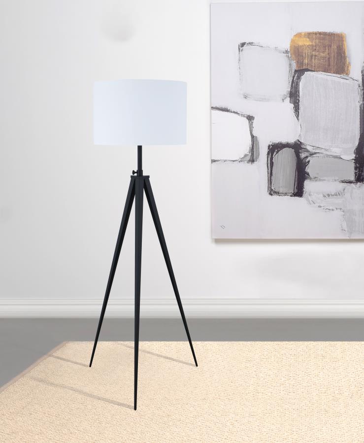 Harrington 60-inch Drum Shade Metal Tripod Floor Lamp Black