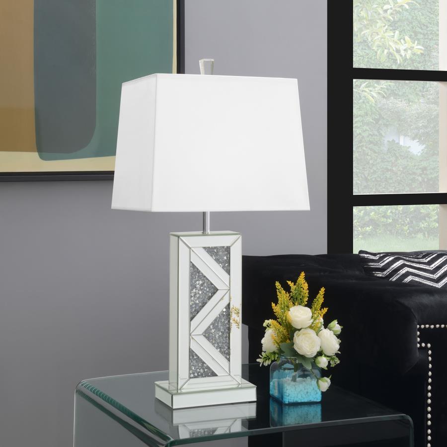 (image for) Carmen 32-inch Tapered Shade Mirrored Table Lamp Silver