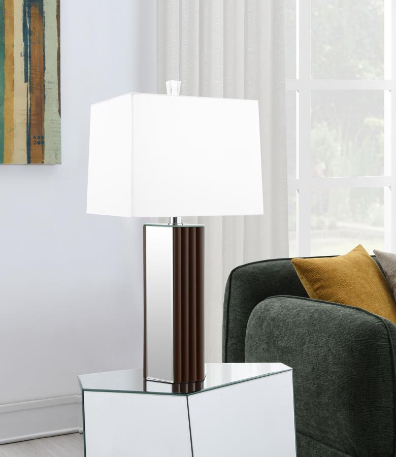 (image for) Elena 30-inch Square Tapered Mirrored Table Lamp Brown