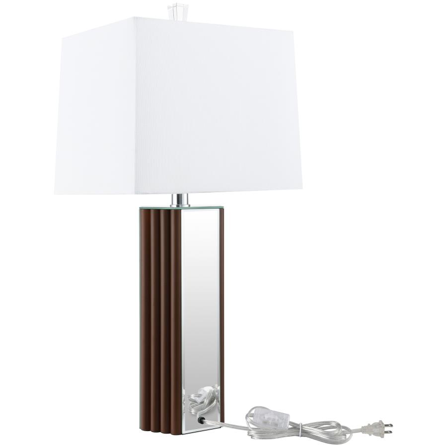 (image for) Elena 30-inch Square Tapered Mirrored Table Lamp Brown