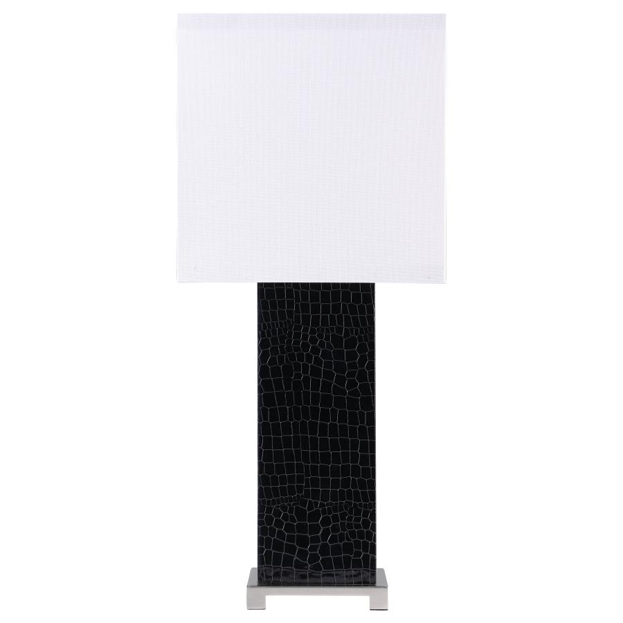 (image for) Bridle 25-inch Square Shade Faux Crocodile Table Lamp Black