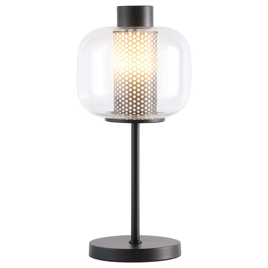 (image for) Ingrid 22-inch Glass Shade Bedside Table Lamp Black