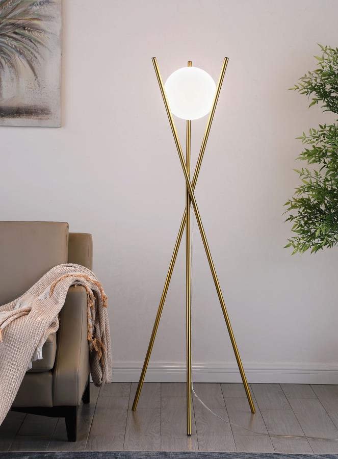 (image for) Yamileth 65-inch Spherical Bulb Metal Tripod Floor Lamp Gold