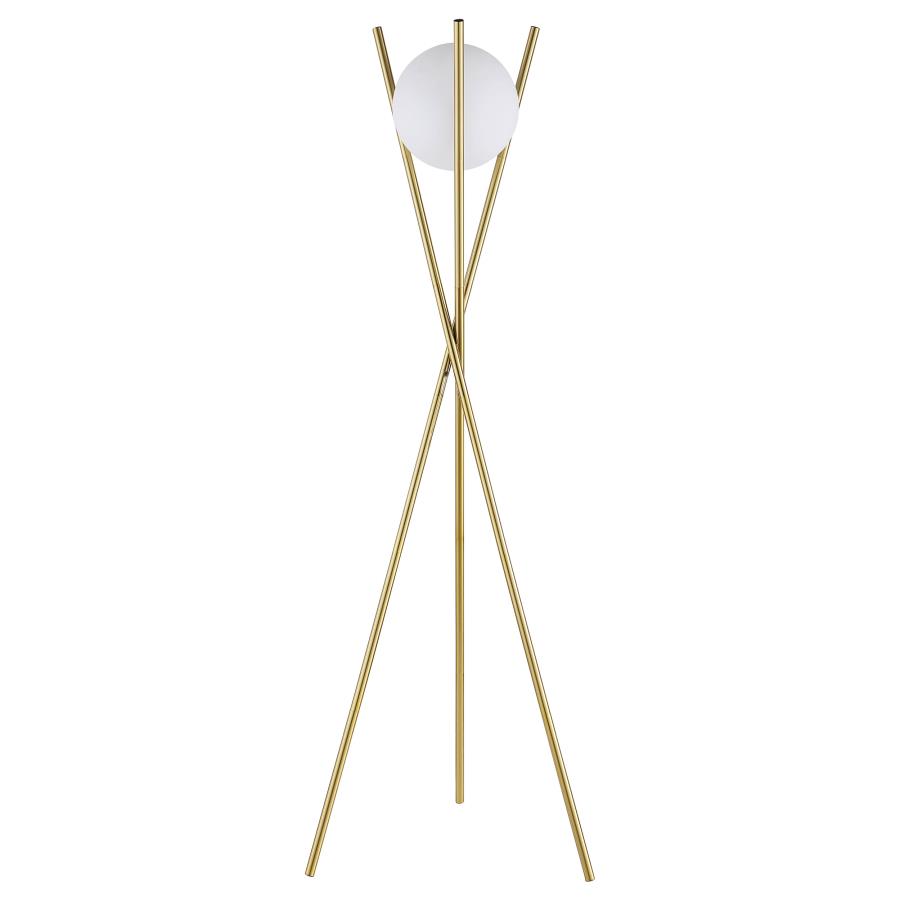 (image for) Yamileth 65-inch Spherical Bulb Metal Tripod Floor Lamp Gold