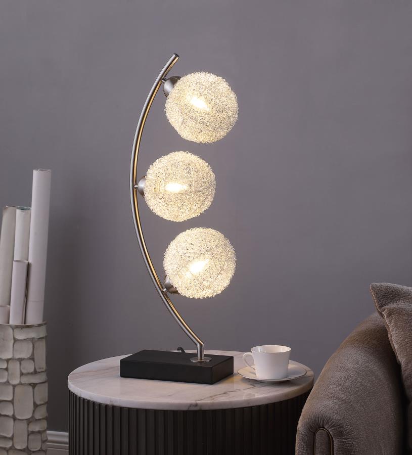 (image for) Claudia 30-inch Woven Spherical Metal Table Lamp Black