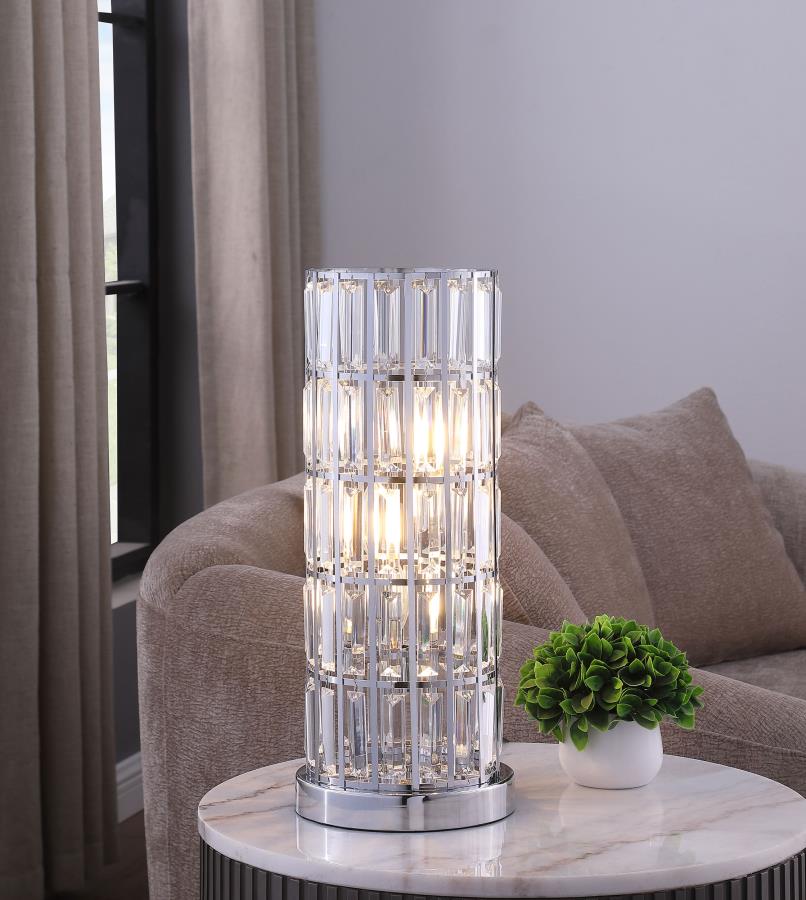 (image for) Wanda 20-inch Crystal Shade Bedside Table Lamp Silver