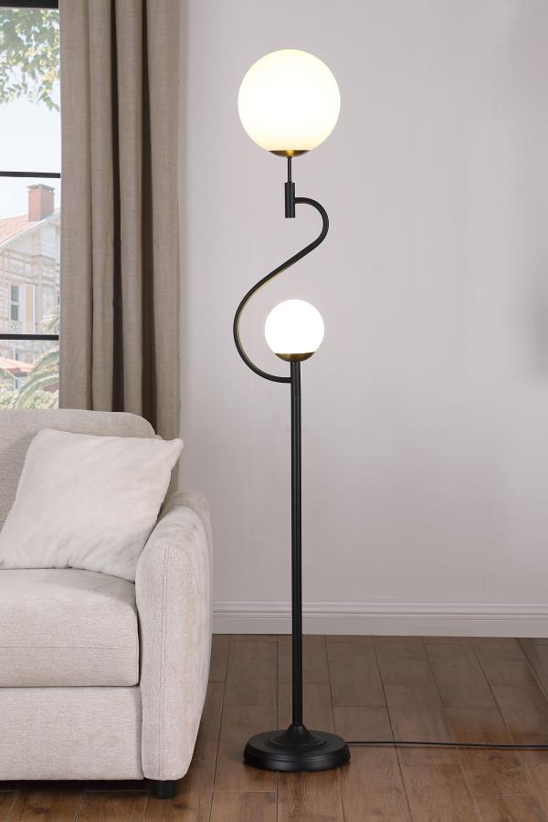 (image for) Dacki 69-inch Dual Spherical Bulb Metal Floor Lamp Black