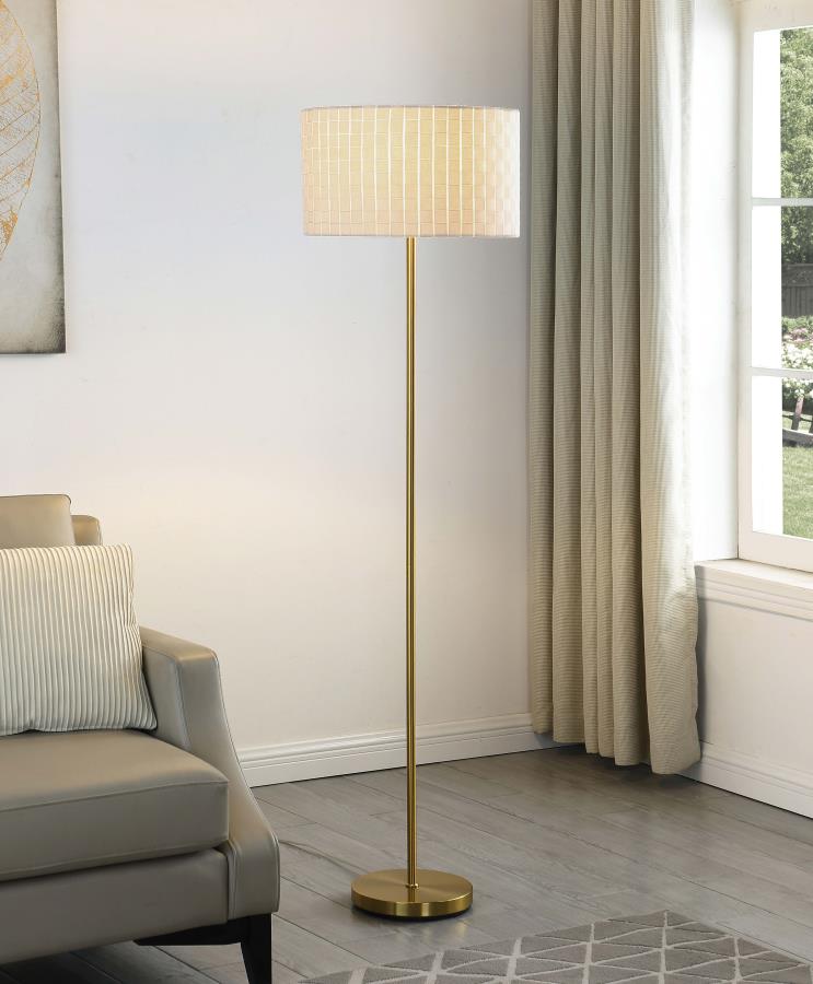 (image for) Ramiro 66-inch Drum Shade Metal Floor Lamp Gold