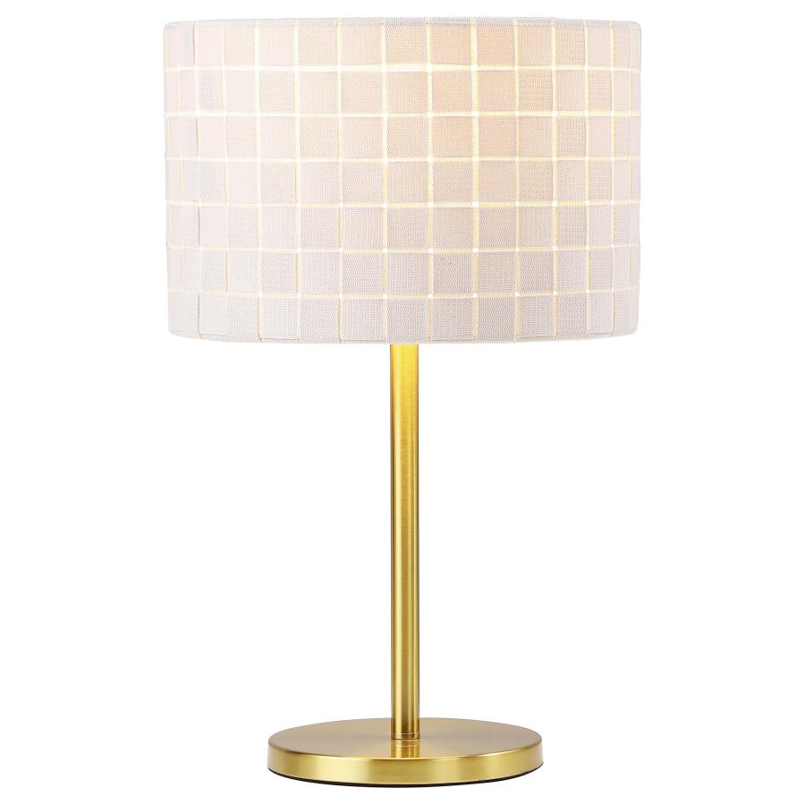 (image for) Ramiro 66-inch Drum Shade Metal Bedside Table Lamp Gold