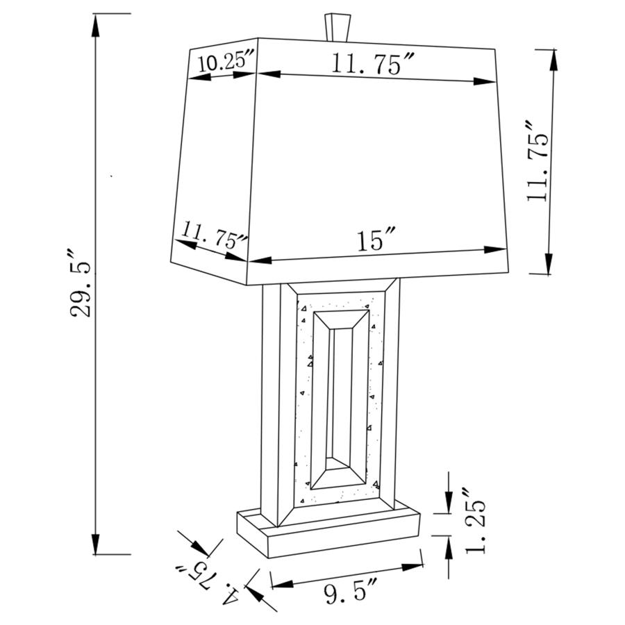 Modal Additional Images for Ayelet 30-inch Tapered Shade Mirrored Table Lamp Silver