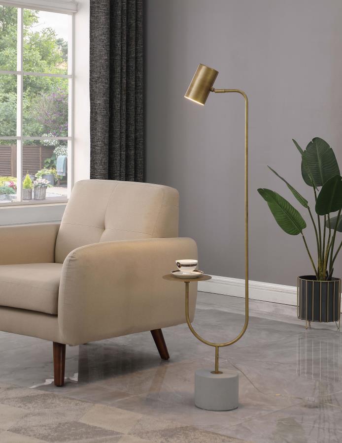 (image for) Jodie 55-inch Adjustable Floor Lamp Side Table Antique Brass