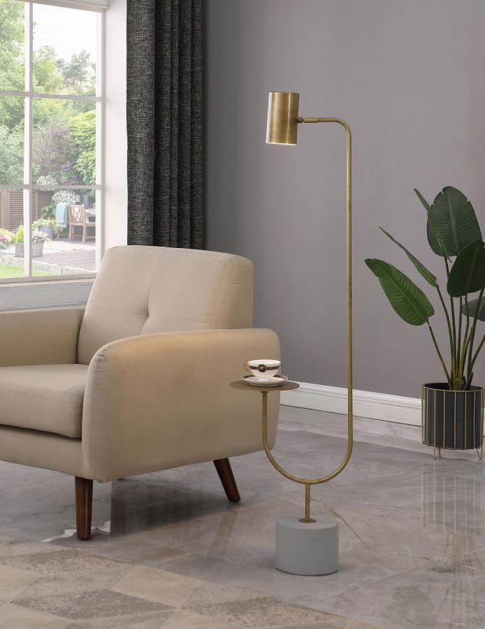 (image for) Jodie 55-inch Adjustable Floor Lamp Side Table Antique Brass