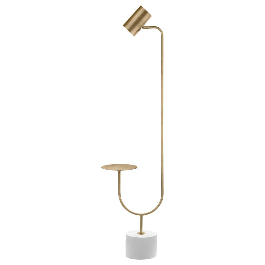 (image for) Jodie 55-inch Adjustable Floor Lamp Side Table Antique Brass