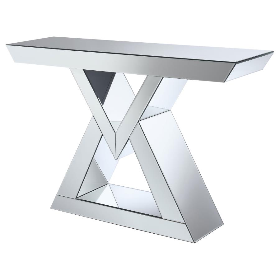 (image for) Cerecita Mirrored Triangular Entryway Console Table Silver