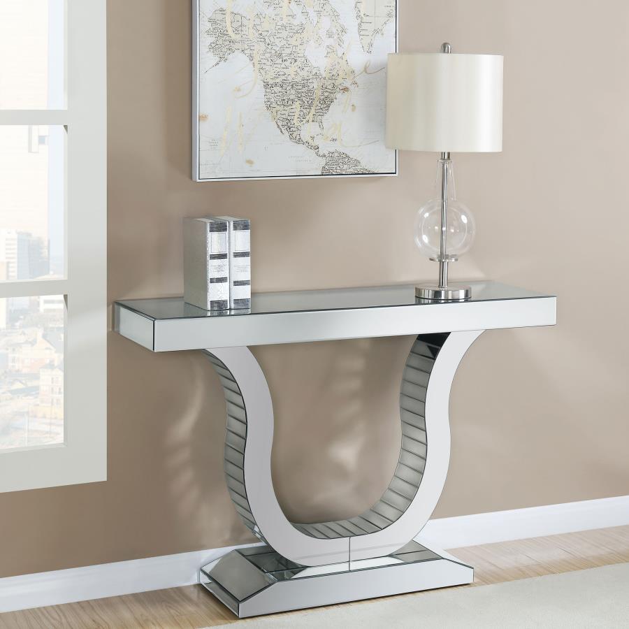 (image for) Saanvi U-shaped Mirrored Entryway Console Table Silver