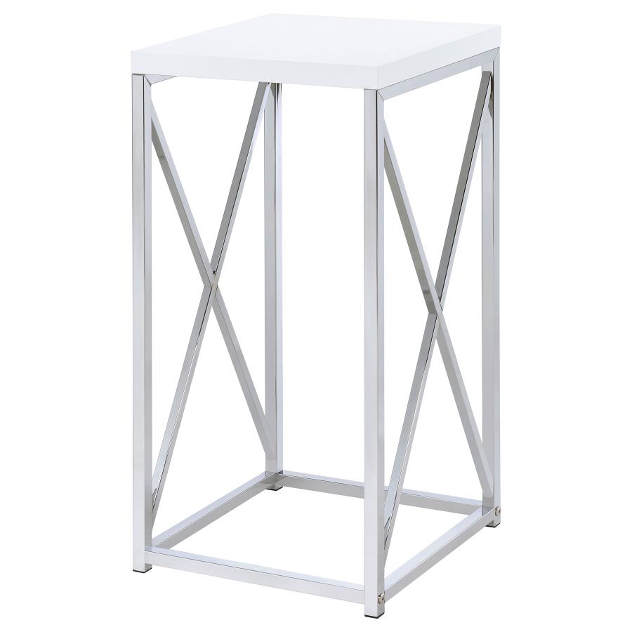 (image for) Edmund Square Accent Side Table White High Gloss and Chrome