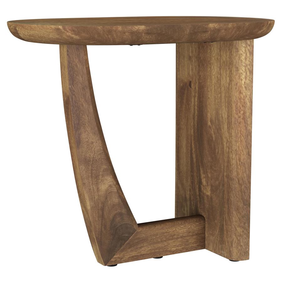 (image for) Fletcher Round Solid Mango Wood Accent Side Table Brown