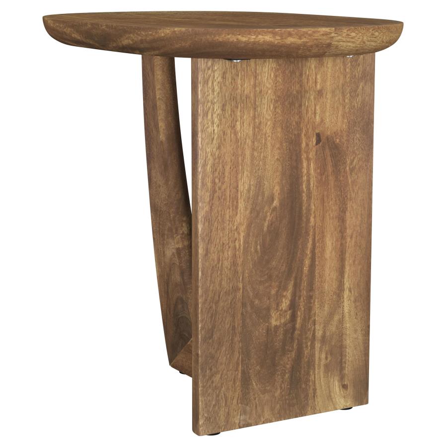 (image for) Fletcher Round Solid Mango Wood Accent Side Table Brown