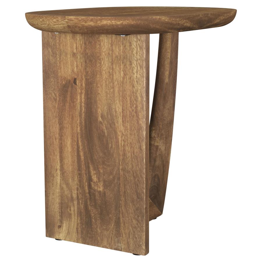 (image for) Fletcher Round Solid Mango Wood Accent Side Table Brown