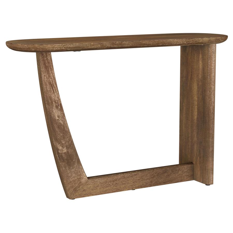 (image for) Fletcher Oval Solid Mango Wood Entryway Console Table Brown