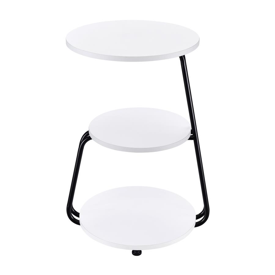 (image for) Hilly 3-tier Round Accent Side Table White and Black