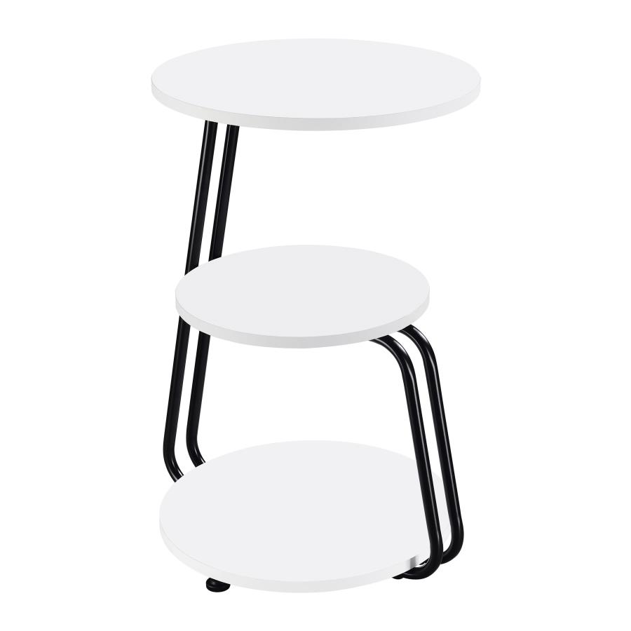 (image for) Hilly 3-tier Round Accent Side Table White and Black