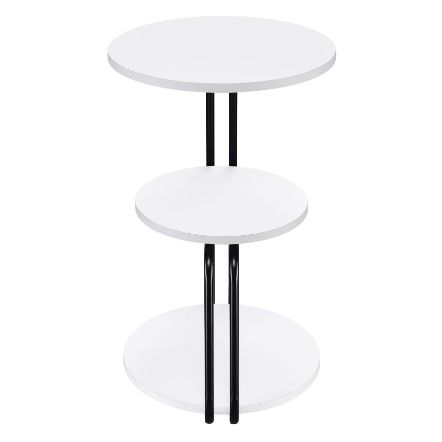 (image for) Hilly 3-tier Round Accent Side Table White and Black