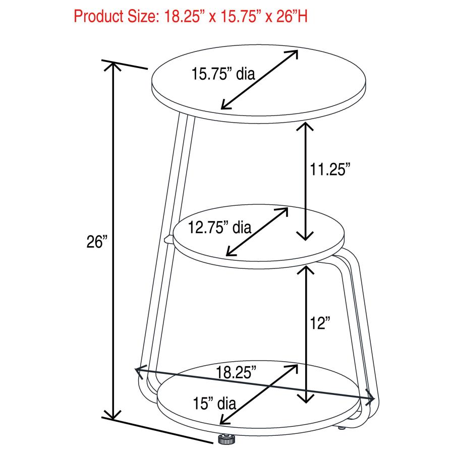 (image for) Hilly 3-tier Round Accent Side Table White and Black