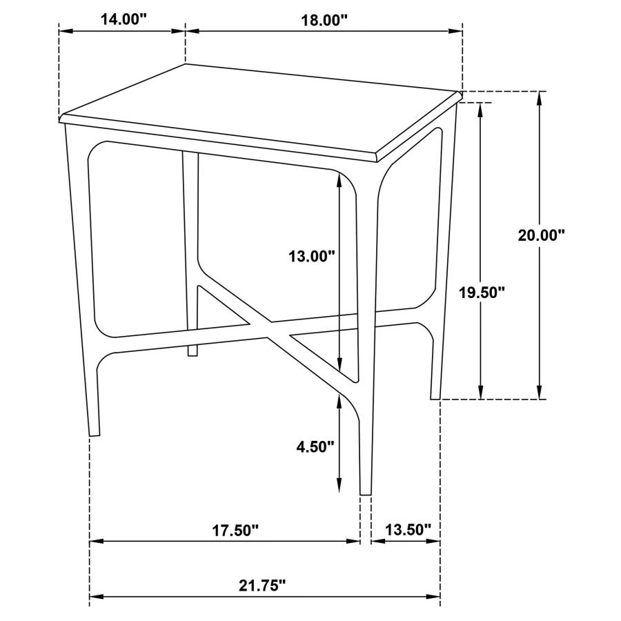 Baldwin Rectangular Marble Top Side Table White and Gold
