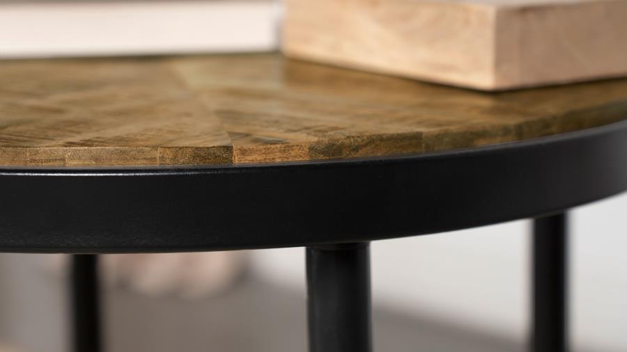 (image for) Hayden Round Wood Top Side Table Natural Mango and Black