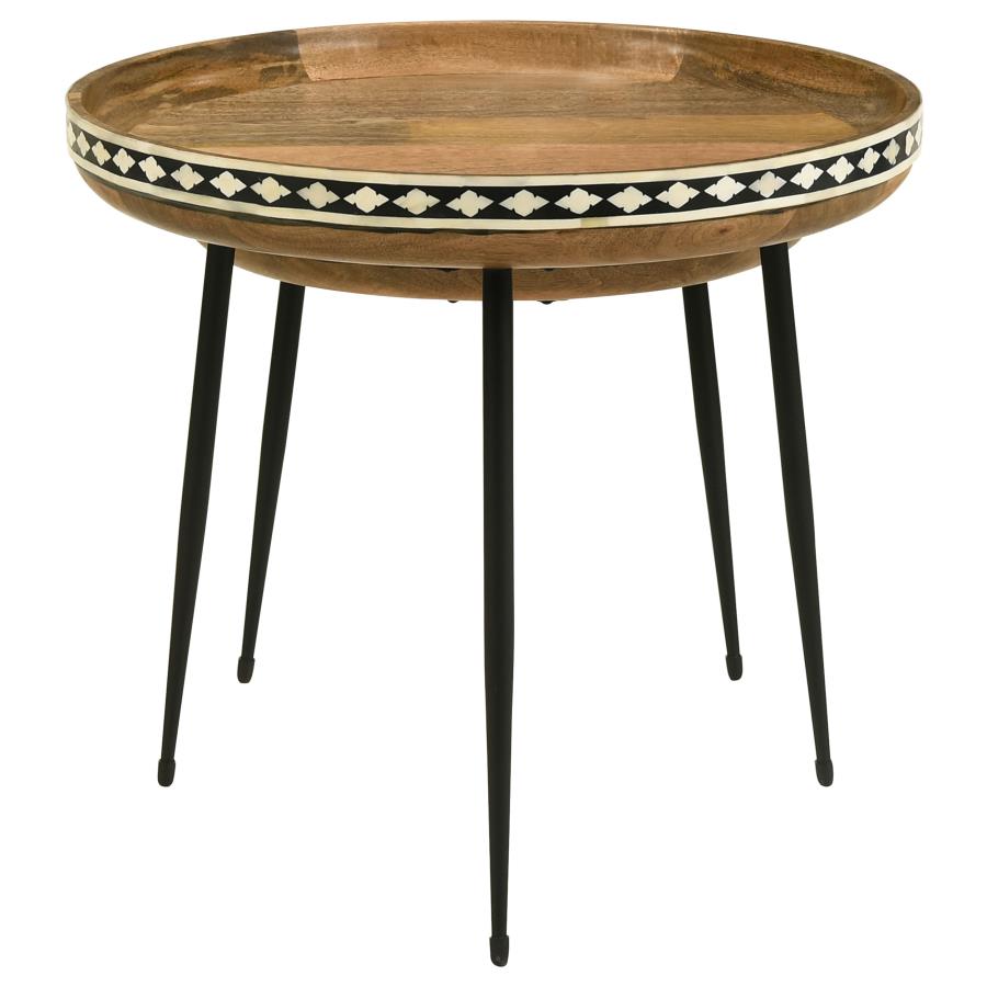 (image for) Ollie 2-piece Solid Wood Bone Inlay Nesting Table Natural