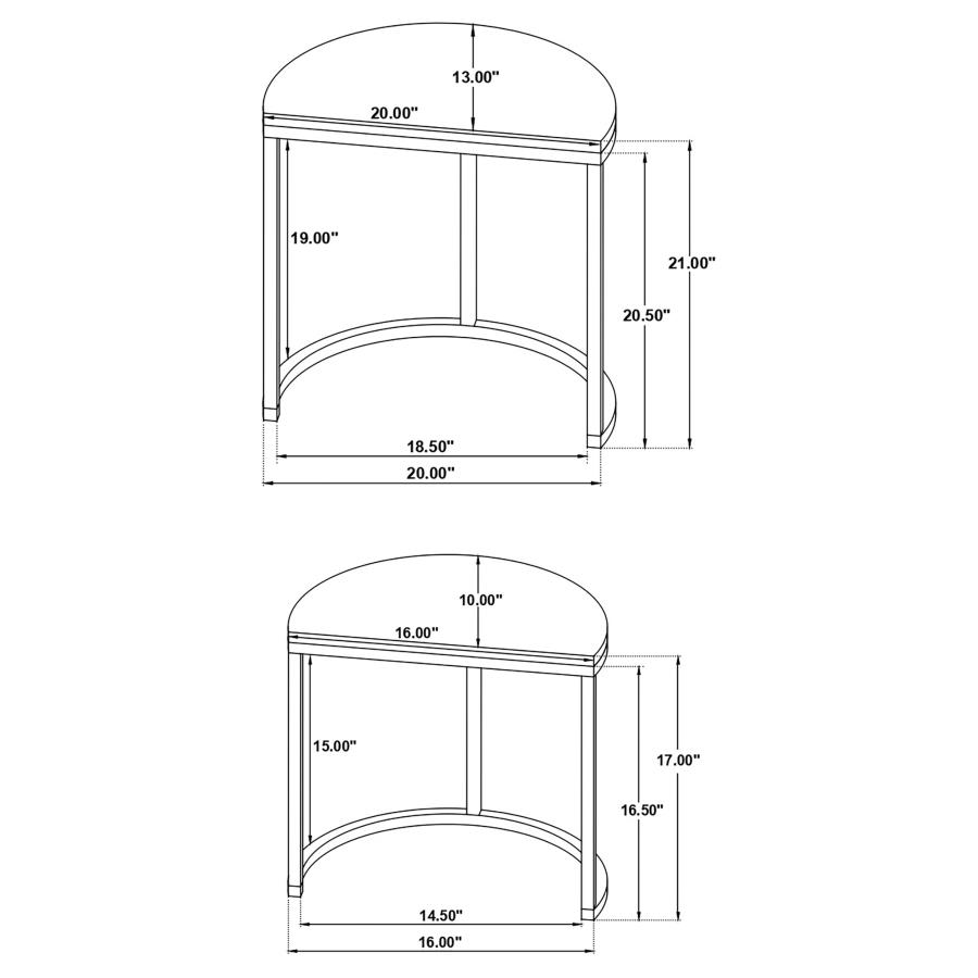 (image for) Zakiya 2-piece Demilune Nesting Table Set Black and White